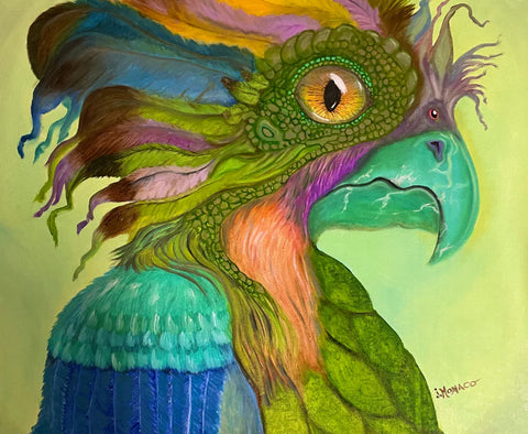 Reptile Bird, Joanne Monaco-King, 2024, oil on canvas, 20 x 24 in. / 50.8 x 60.96 cm.