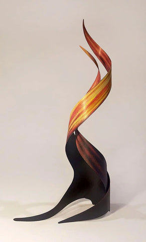 Swirling Fire : Fire/Tree Series, Robert Sunderman, 2023, mixed media, 14 x 3 x 5.5 in. / 35.56 x 7.62 x 13.97 cm.