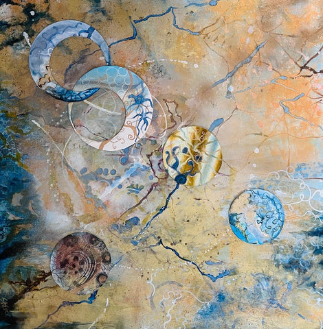 We Are All Stardust, Erin Starr, 2024, mixed media, 36 x 36 in. / 91.44 x 91.44 cm.