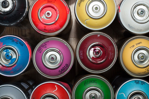color selection of spray paint cans