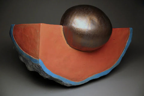 Golden Seed, Brian Christensen, 2020, ceramic stoneware, 16 x 24 x 15 in. / 40.64 x 60.96 x 38.1 cm.