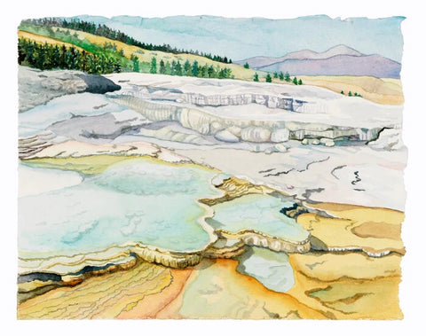 Scattered Translucence (Yellowstone NP), Beth Shadur, 2021, watercolor on paper, 10 x 12 in. / 25.4 x 30.48 cm.