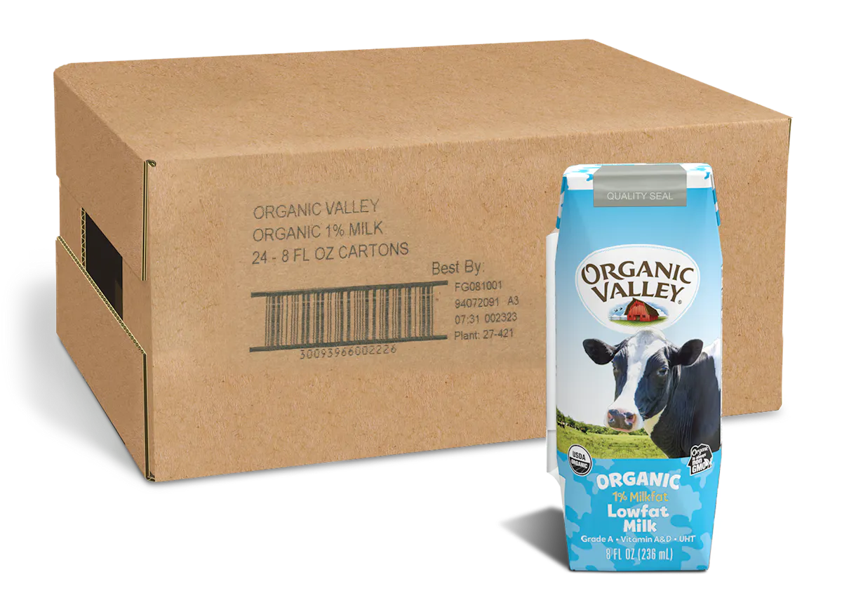 Organic Valley - 1% Low Fat Single Serve Milk 8oz Carton