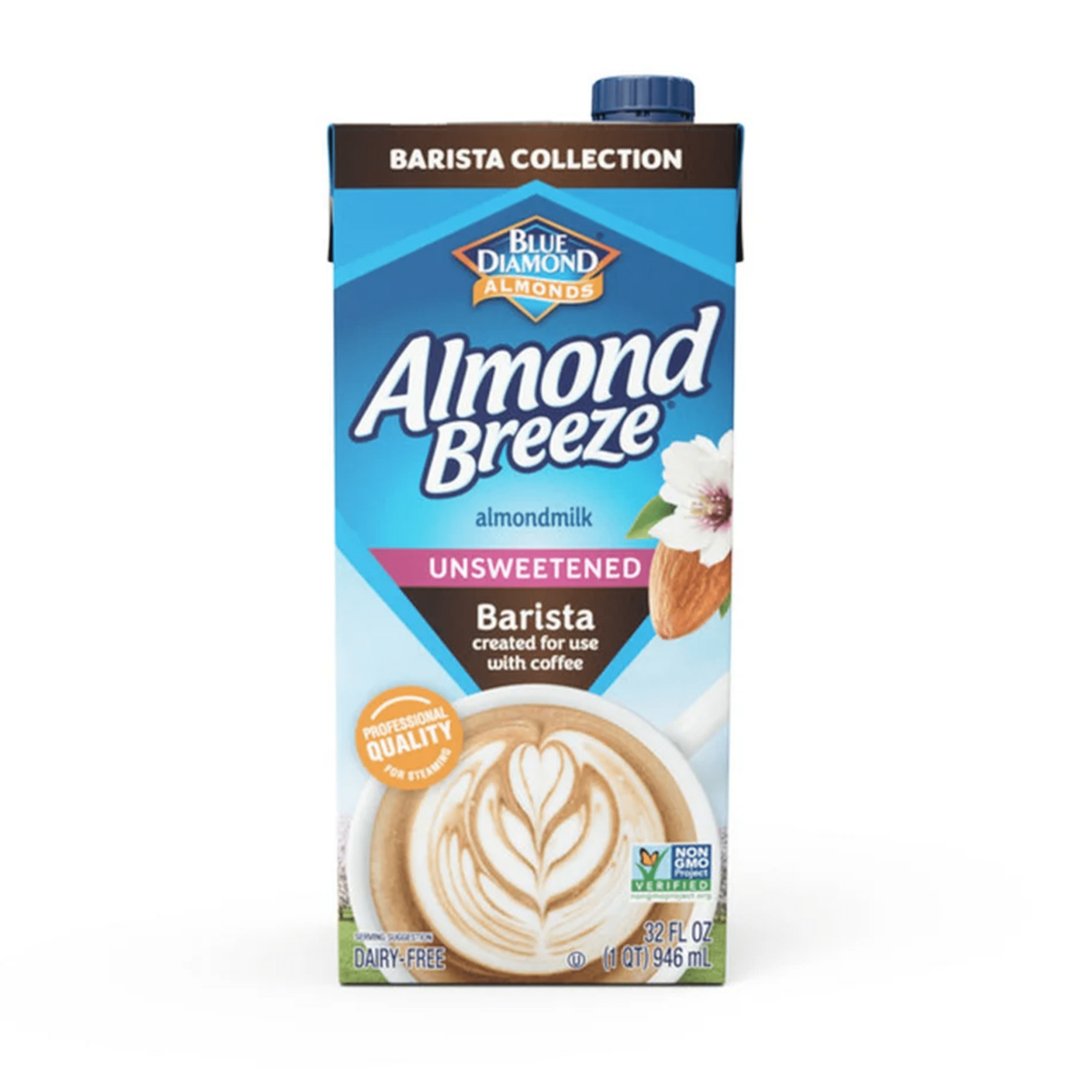 Almond Breeze Barista Blend Unsweetened Almond Milk - 2 cases of 12, 32oz cartons (24 cartons)