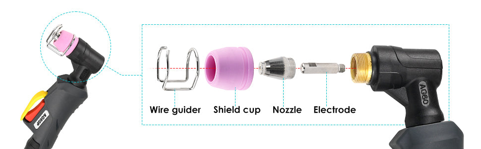 Plasma Cutting Torch AG60P Suitable for Plasma Cutter BTC500DP Gen 2, Gen 3, Gen 7