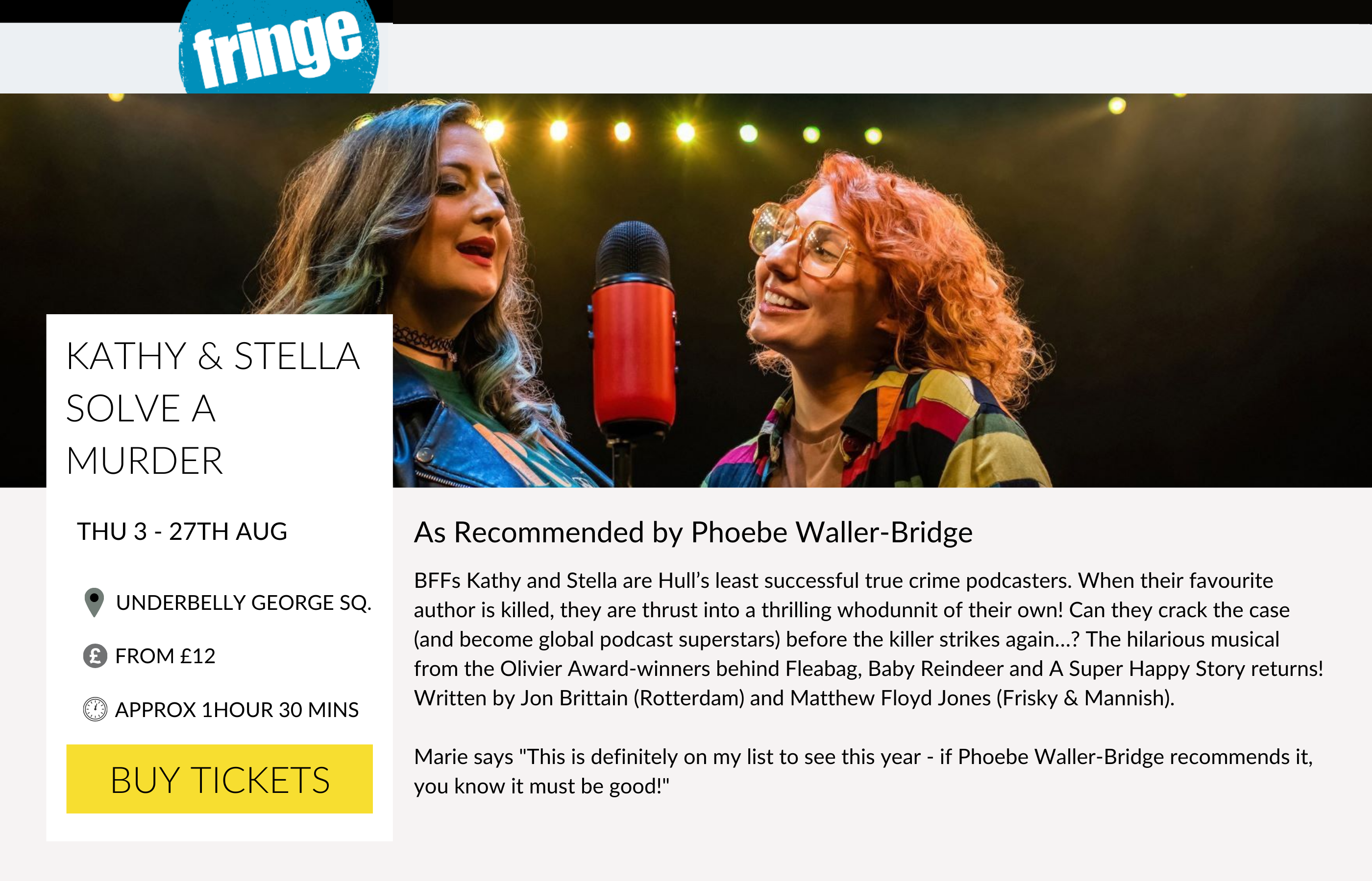 Kathy & Stella Solve a Murder, Edinburgh Festival Fringe