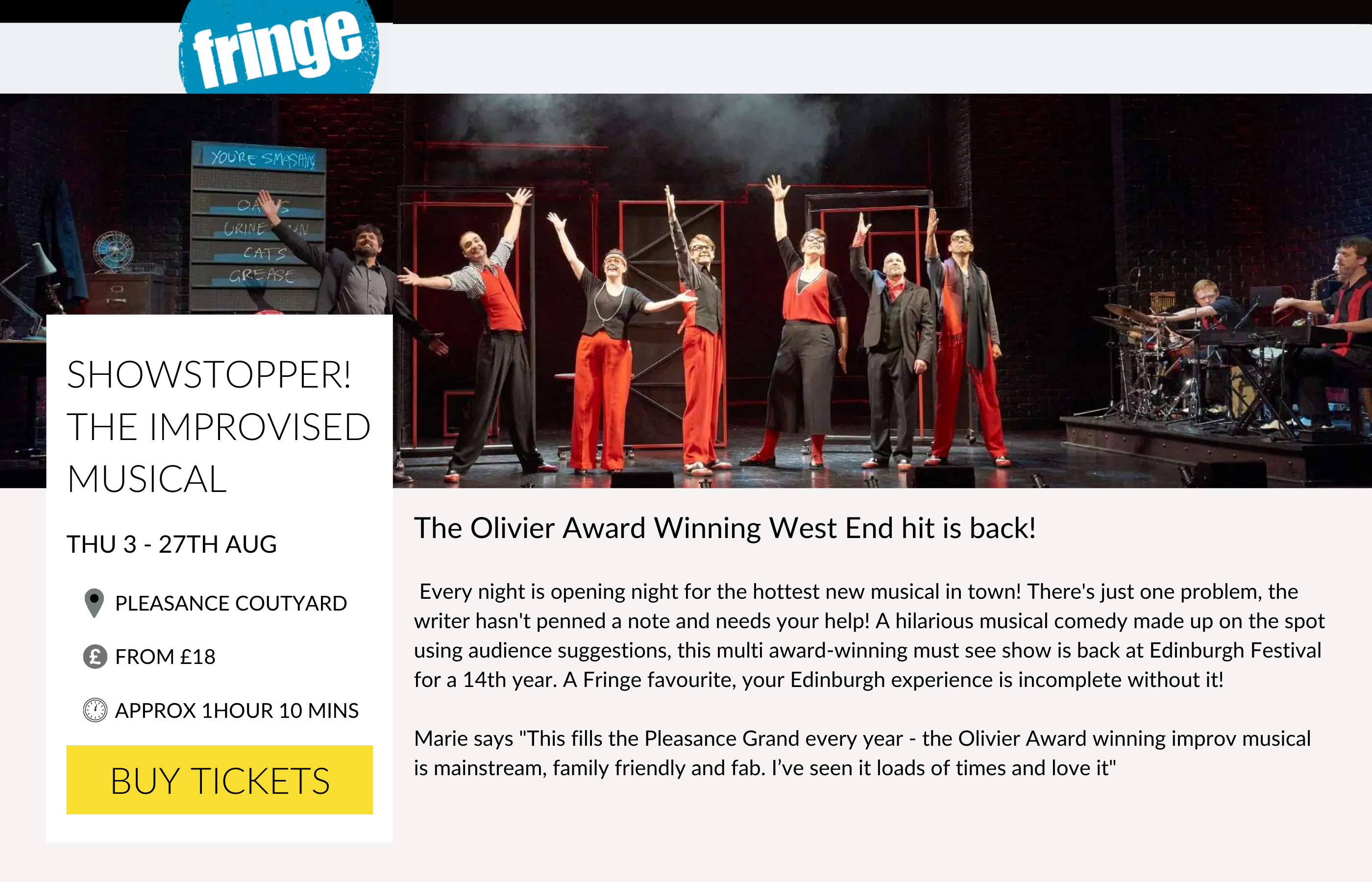 Showstopper - The Improvised Musical, Edinburgh Festival Fringe