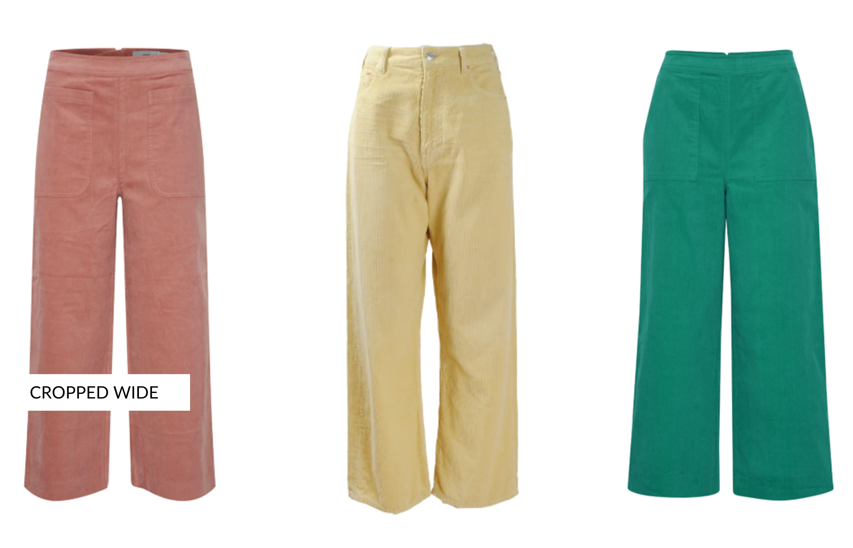 Wide Cropped Leg Cord Trouser Options