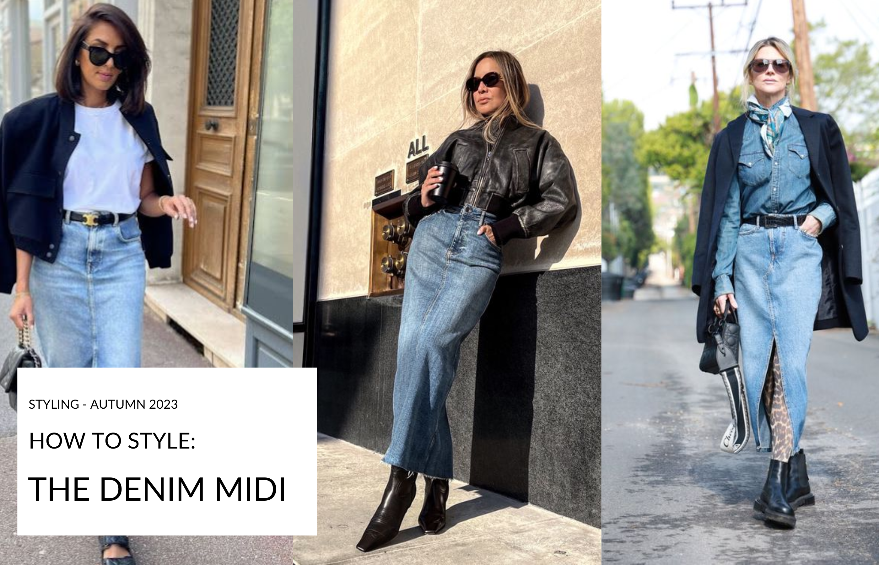 Denim Midi Skirt Street Style