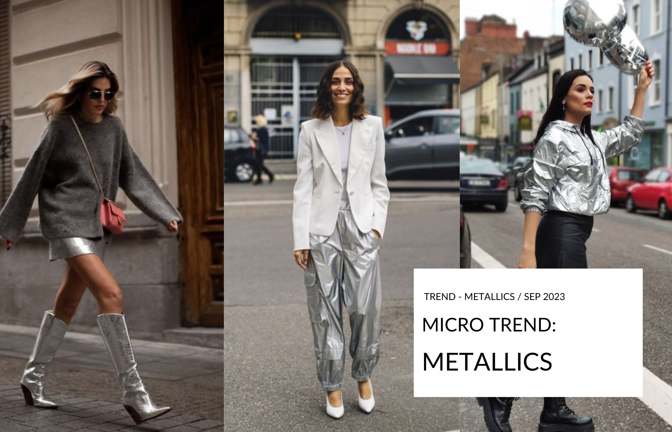 Metallic Street Style Shots with Title Micro Trend: Metallics
