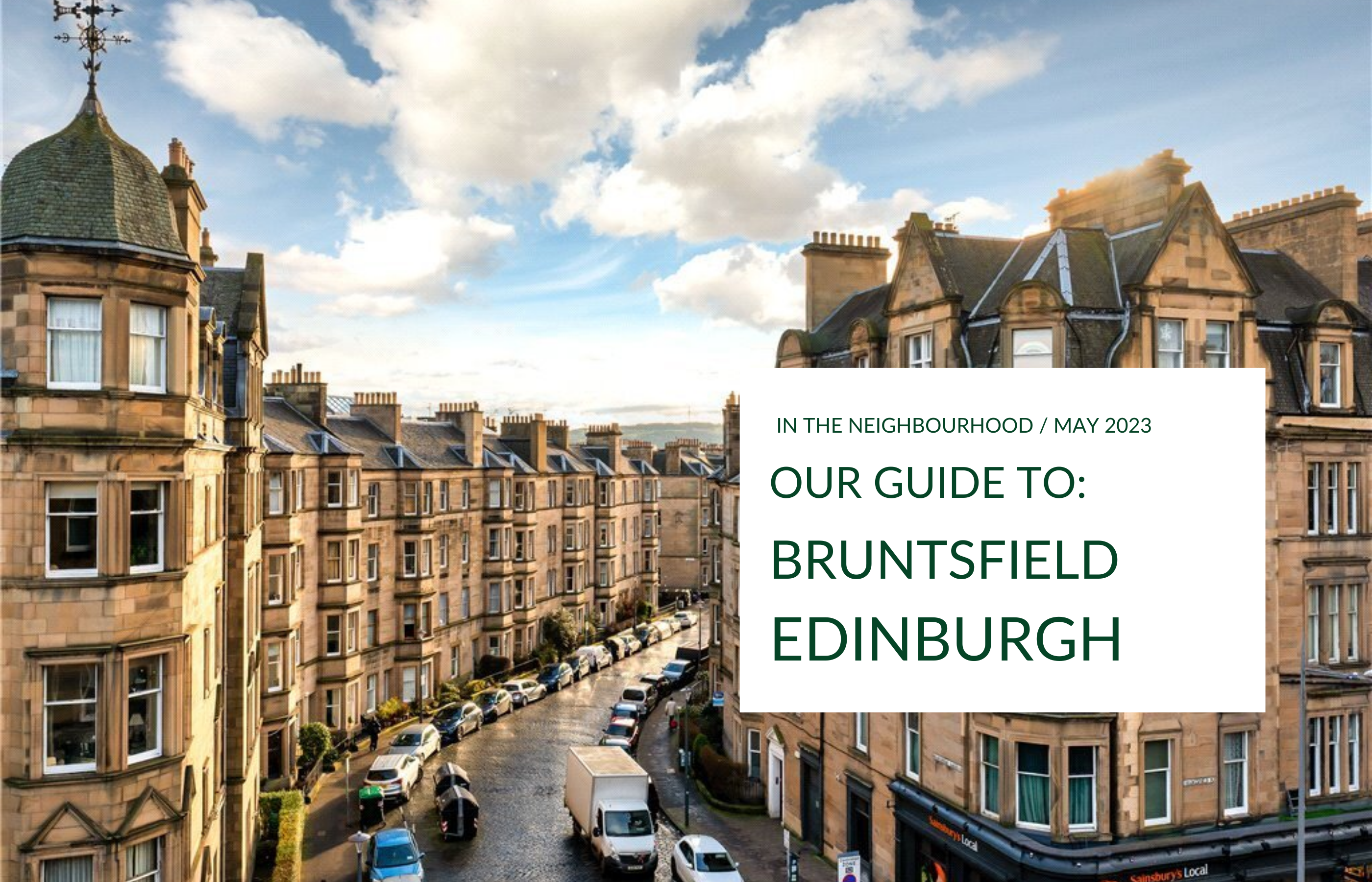 Image of tenements with text reading - In the Neighbourhood - Bruntsfield