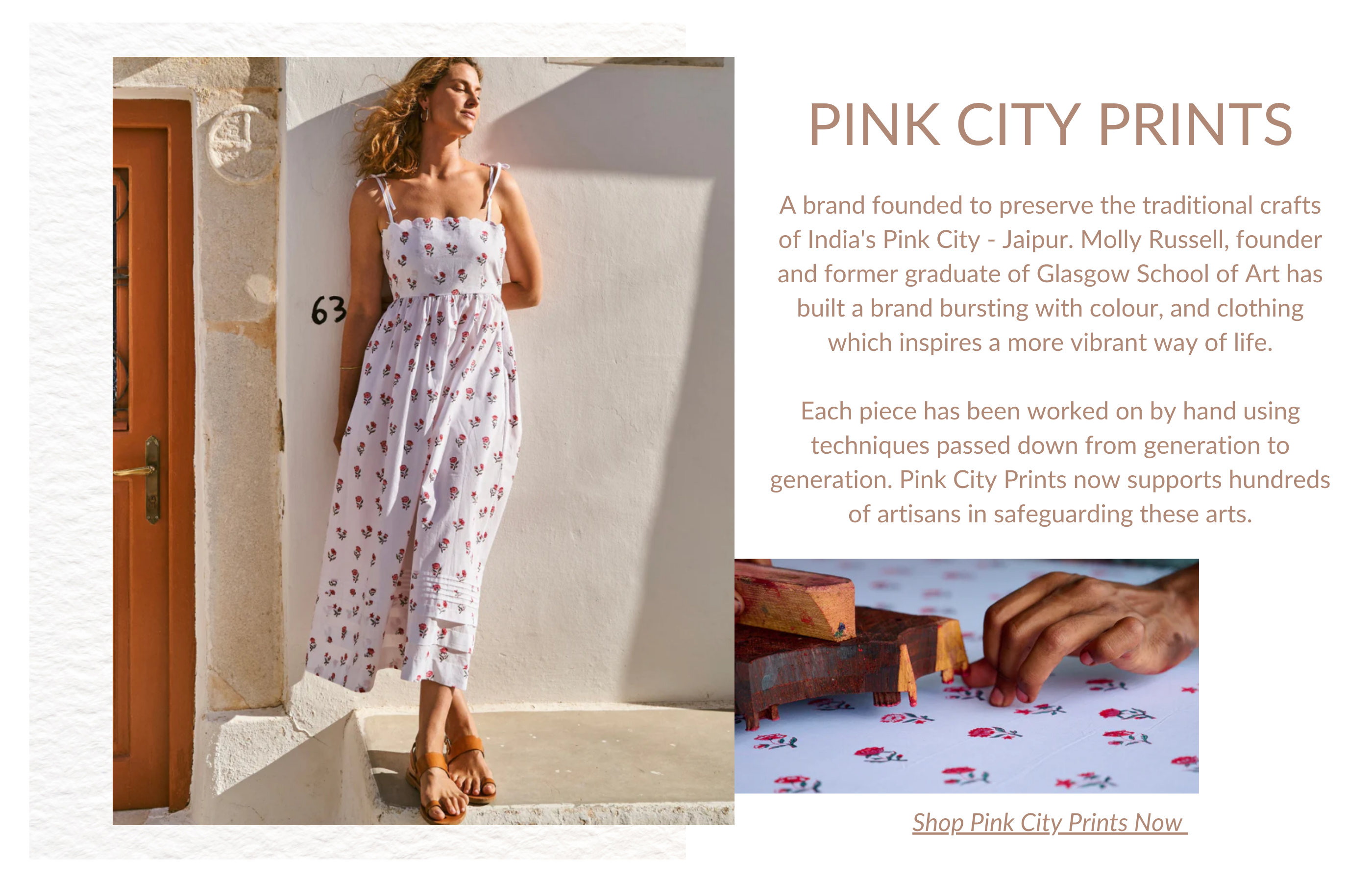 Model in Summer Dress with text reading 'Pink City Prints'