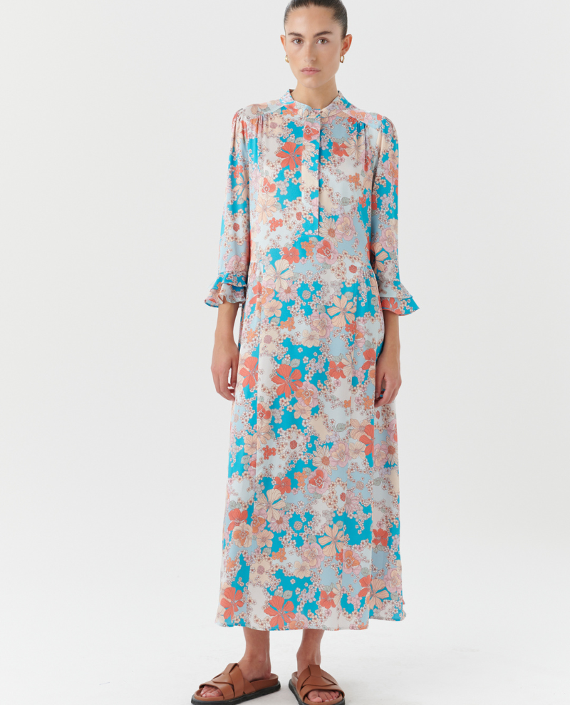 Dea Kudibal Rosanna Jardin Sky Ruffle Dress - Biscuit Clothing Ltd
