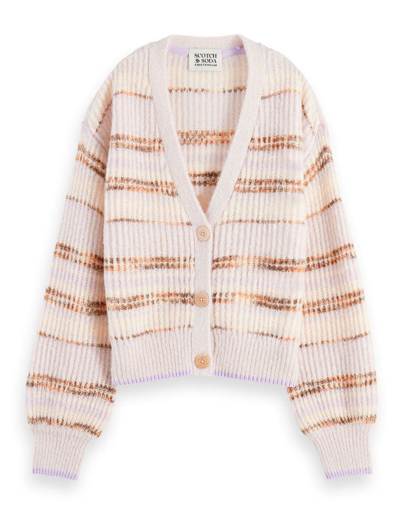 Scotch and Soda Fuzzy Multi Knit Cardigan - Biscuit Clothing Ltd