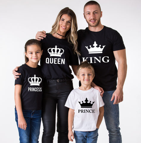 King Queen Prince Princess With Crowns Family Matching Set Of