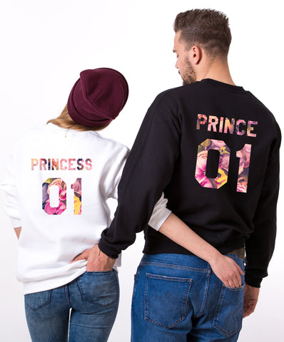 prince and princess couple sweatshirts