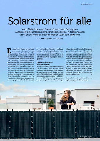 Kooperation paua und Regioenergie Solothurn. Artikel im Kundenmagazin