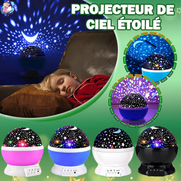 Veilleuse-projecteur-LED-rotatif-ciel-étoilé
