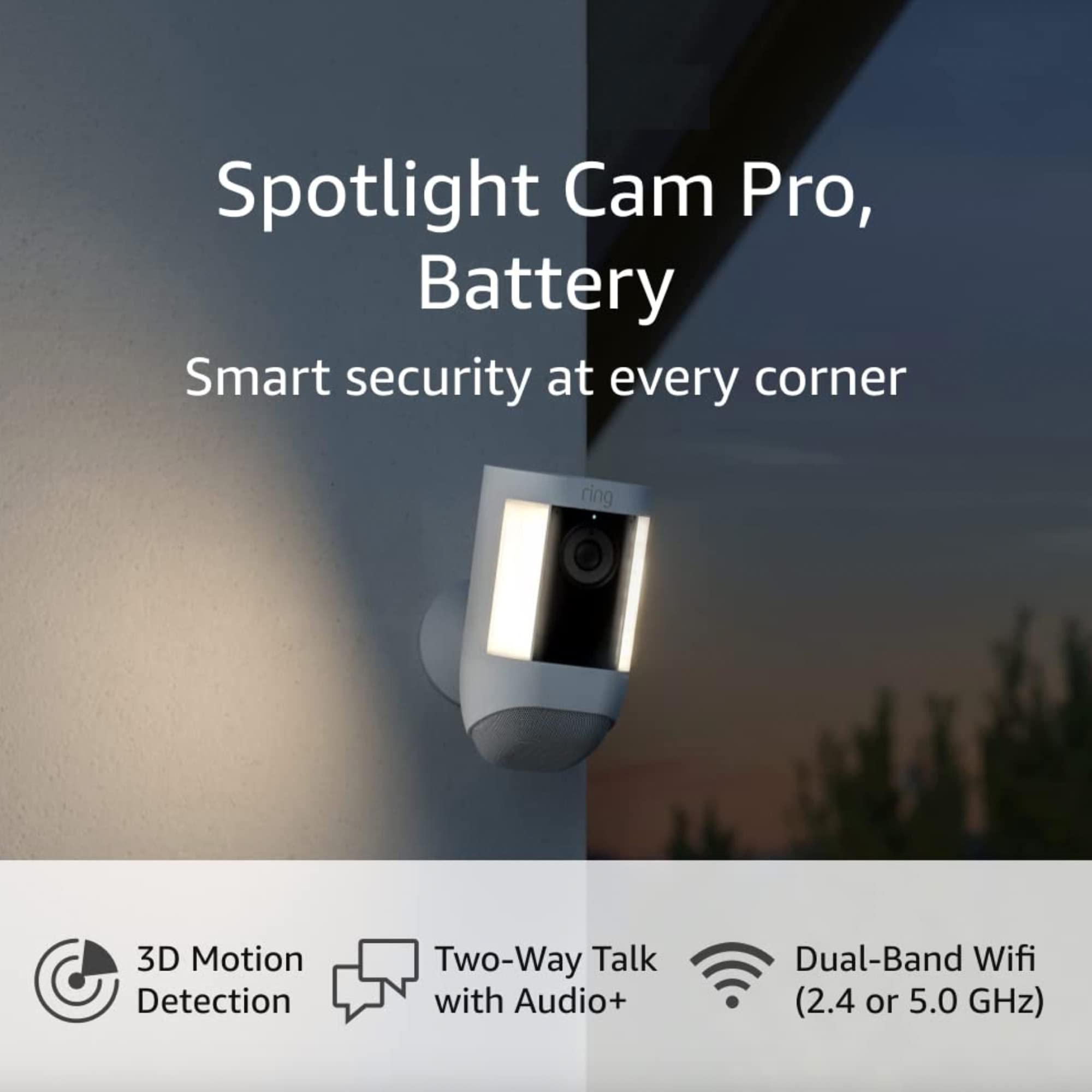 Ring Spotlight Cam Plus, Solar | Two-Way Talk, Color Night Vision, and  Security Siren (2022 release) - White