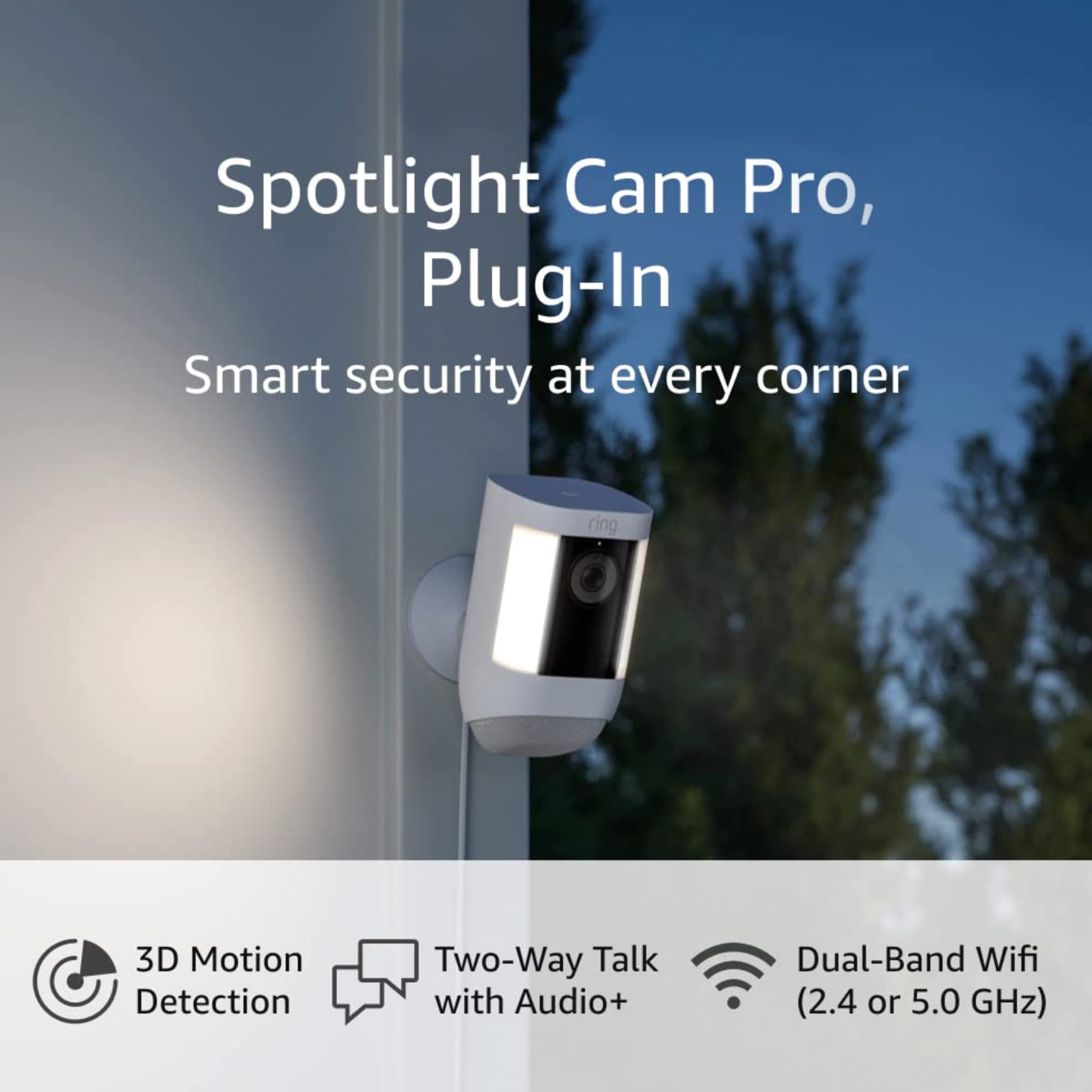 Ring Spotlight Cam Plus, Solar | Two-Way Talk, Color Night Vision, and  Security Siren (2022 release) - White