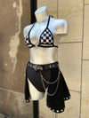 Underboob Black White Check Bikini Top