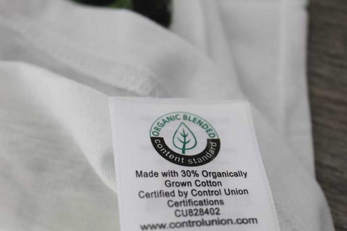 Etichetta Organic Blended Content  Standard della t-shirt Defeua in viscosa di bamboo