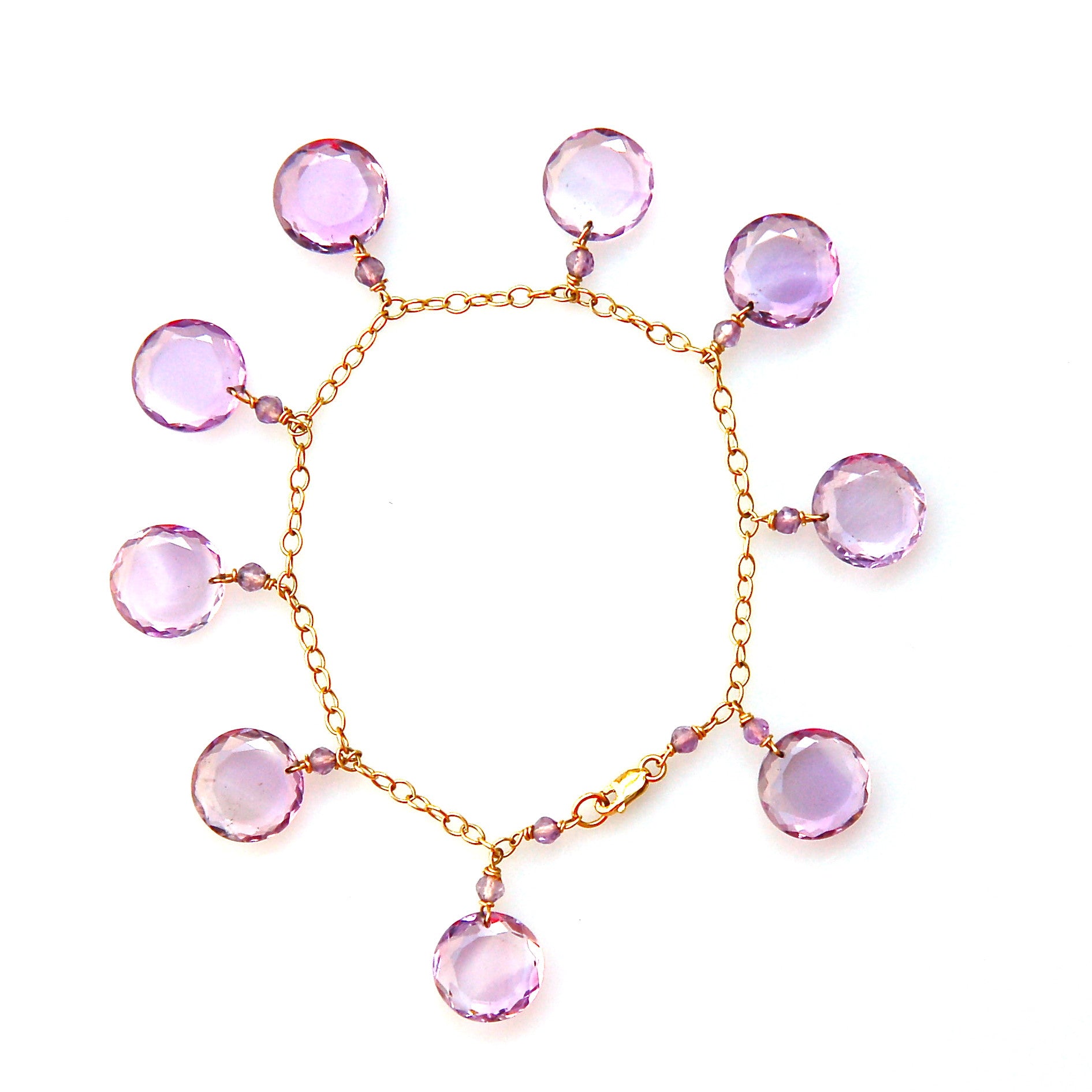 Amethyst Gemstone Disc Bracelet