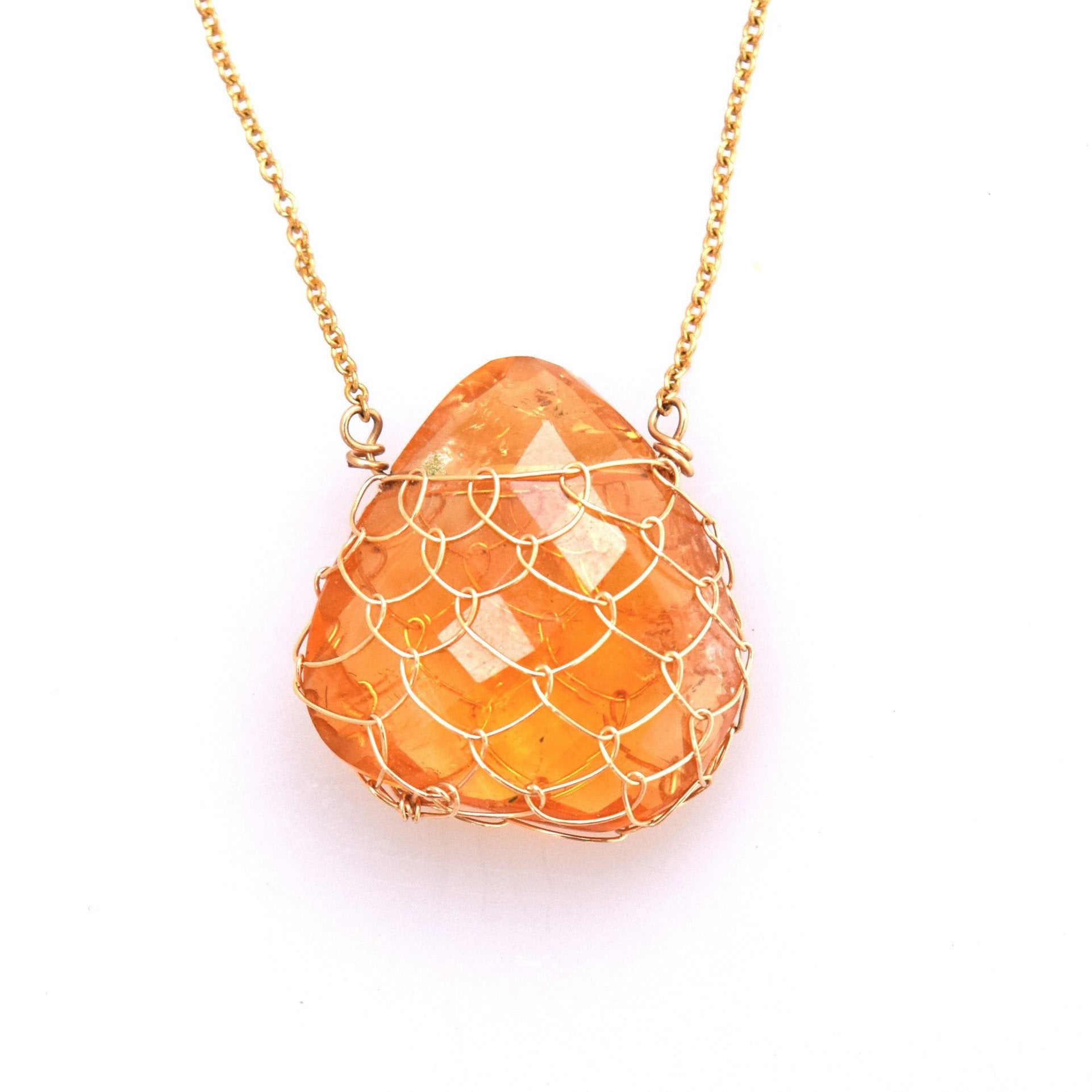 Citrine Fishnet Gemstone Necklace