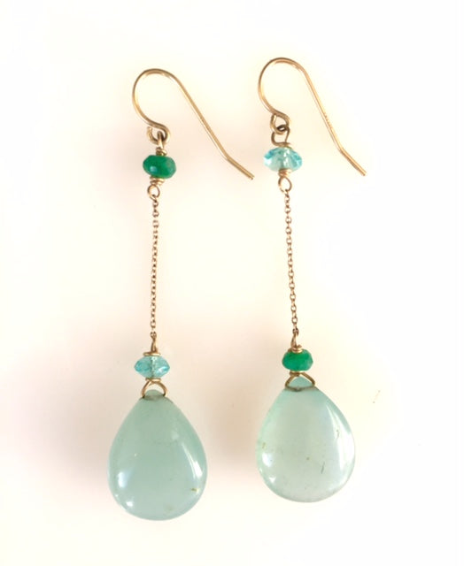 Aquamarine Simple Drop Earrings