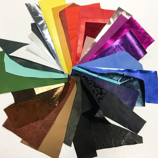 Stretch Leather Scraps Mix Thin Elastic Fabric On Cotton Colorful