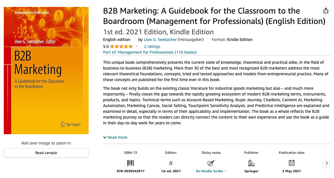 B2B Marketing Guidebook (Int. Version, Seebacher, 2022)