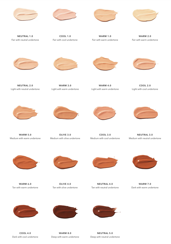 100% PURE WATER FOUNDATION SWATCHES