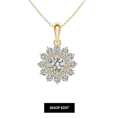 floral double halo diamond pendant