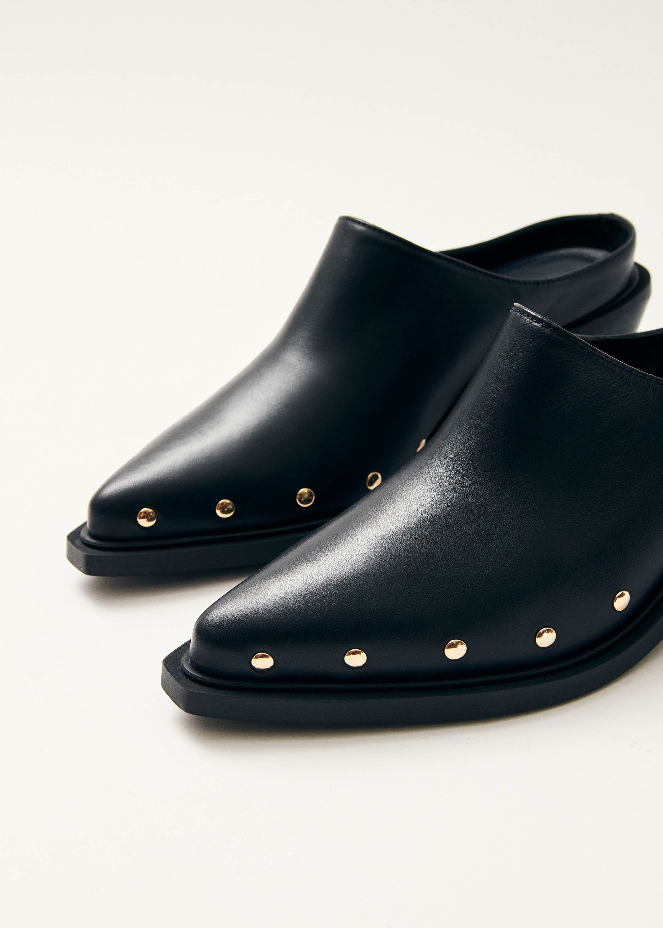 Lorenzo Black Leather Mules