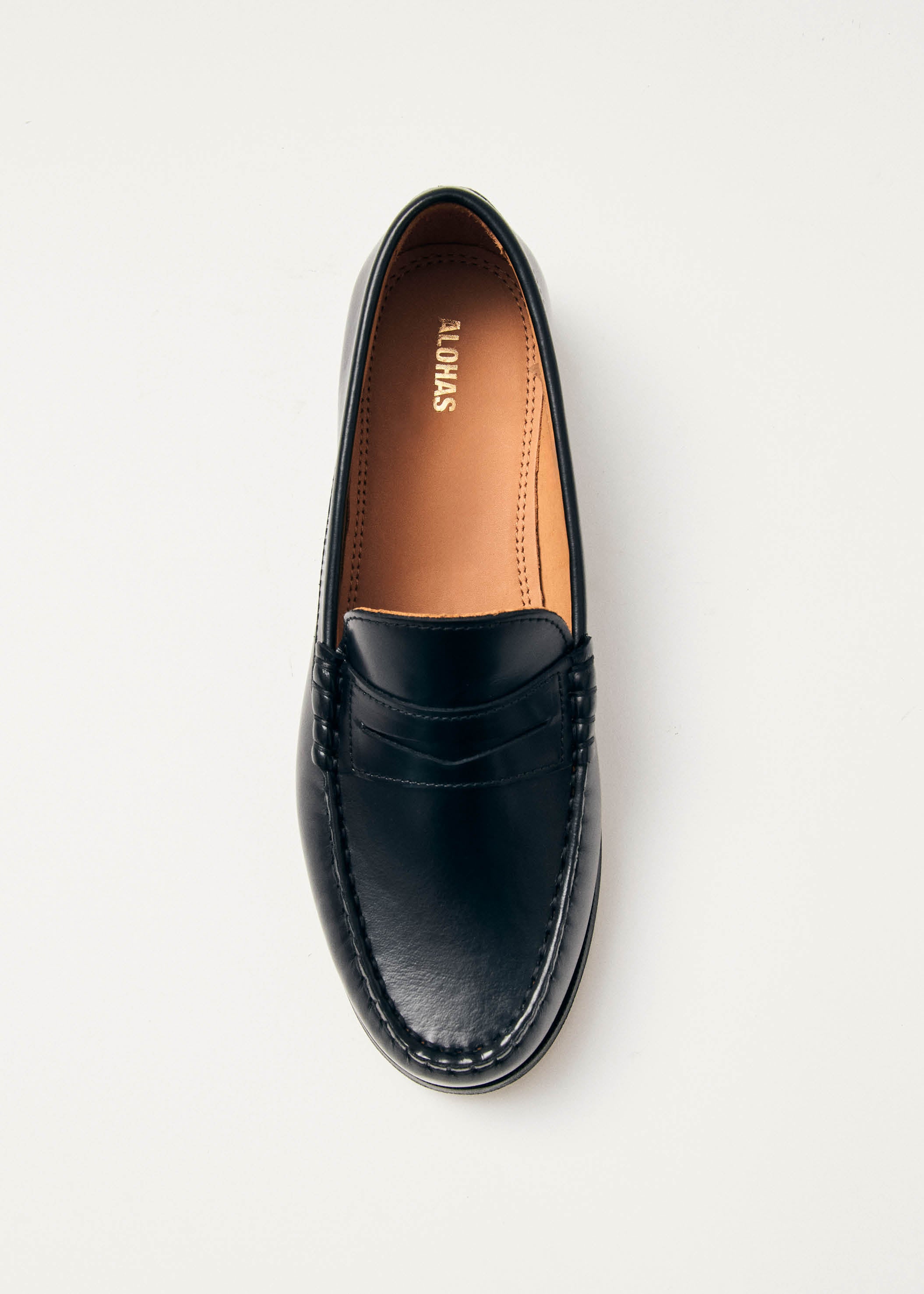 Rivet Black Leather Loafers