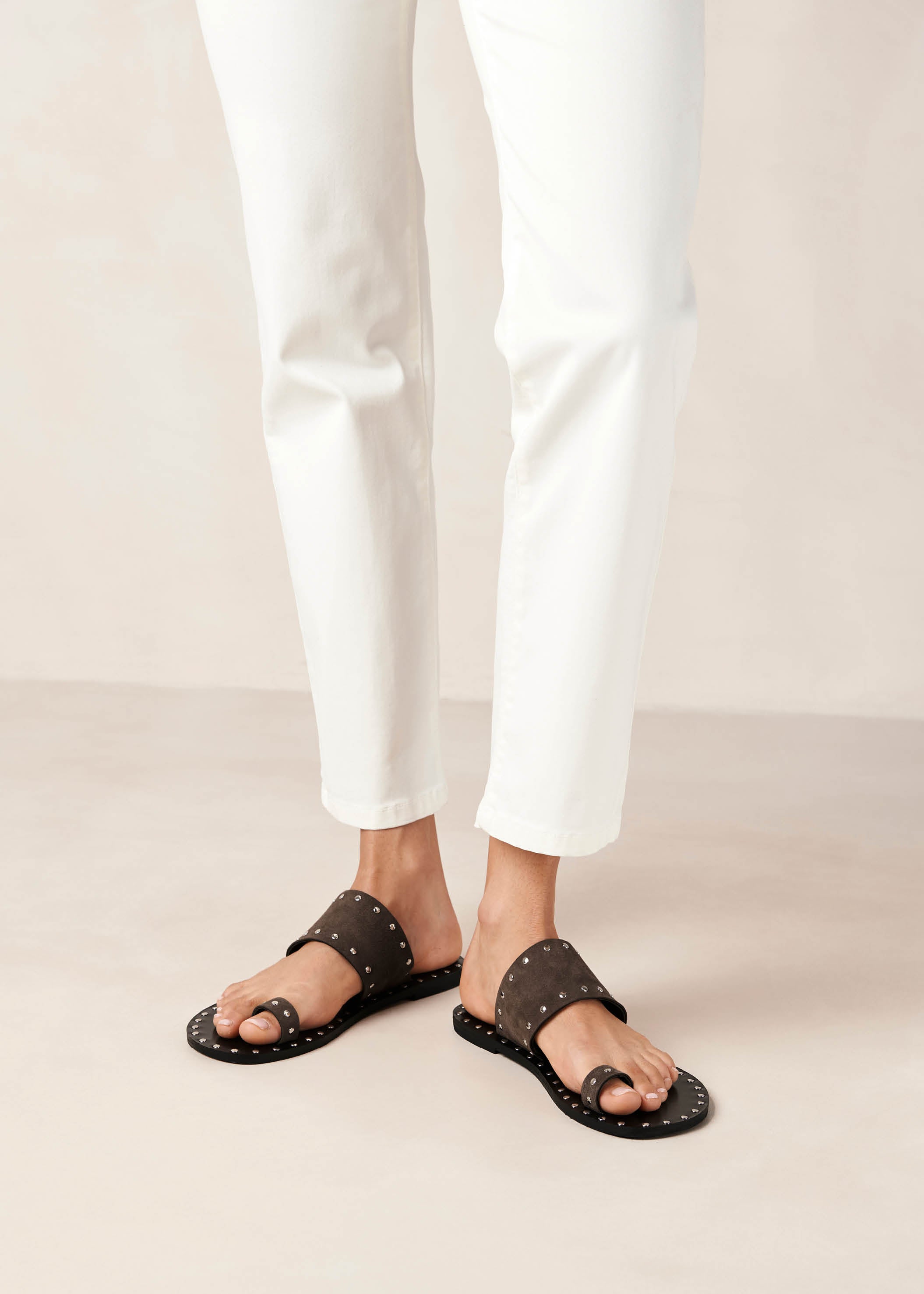 Riley Grey Leather Sandals