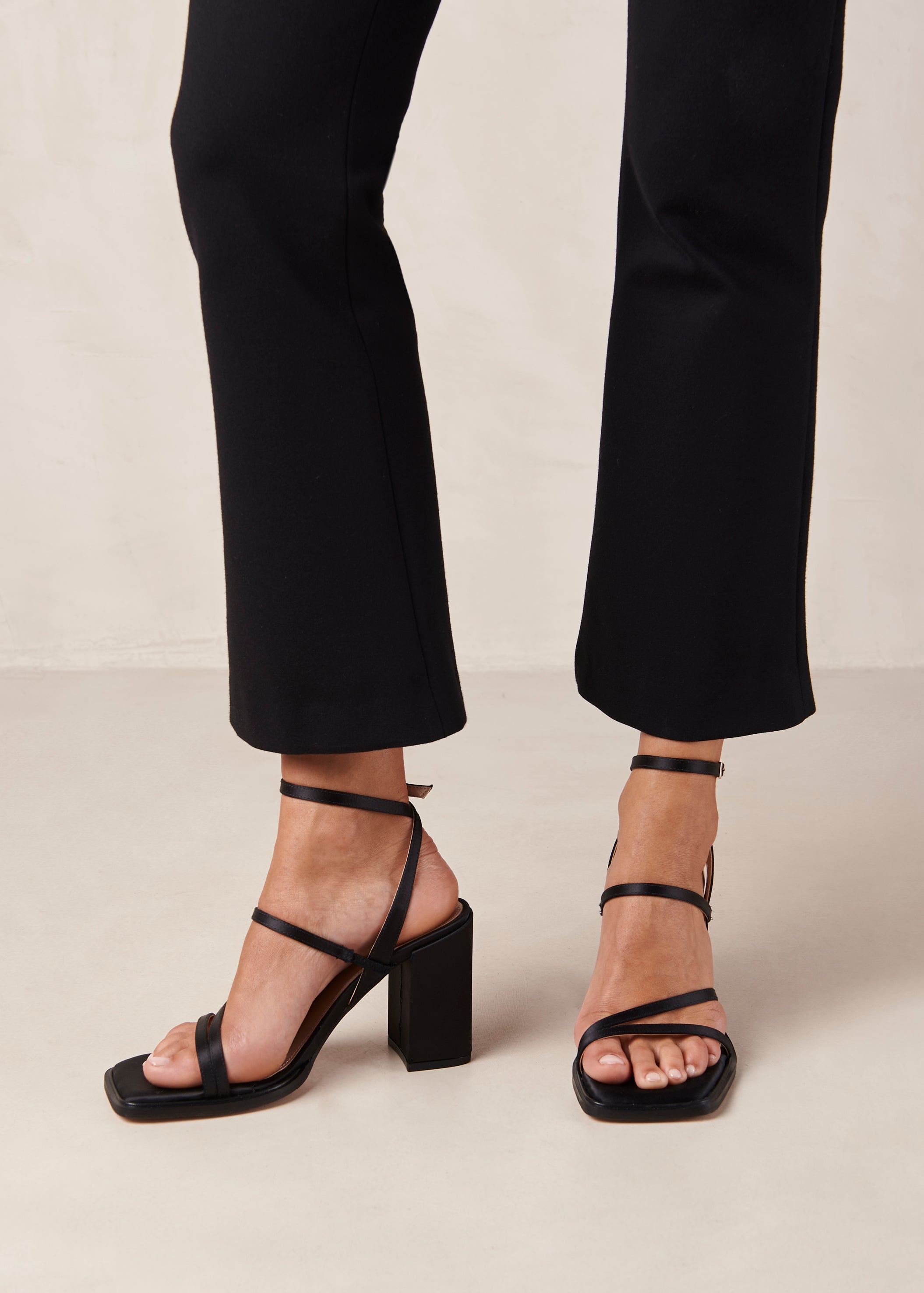 Alexa - Black Satin Sandals