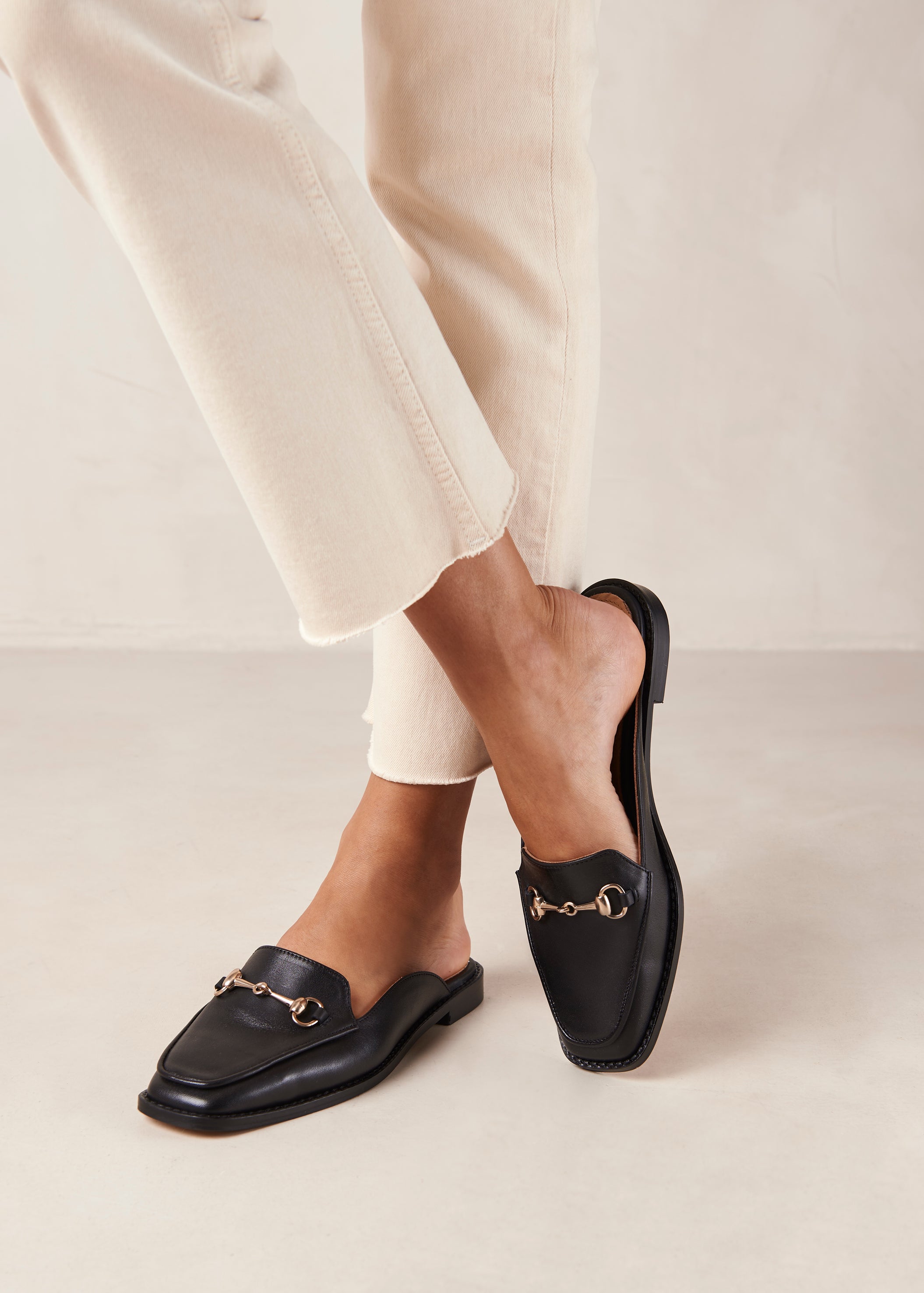 Kais Black Leather Mules