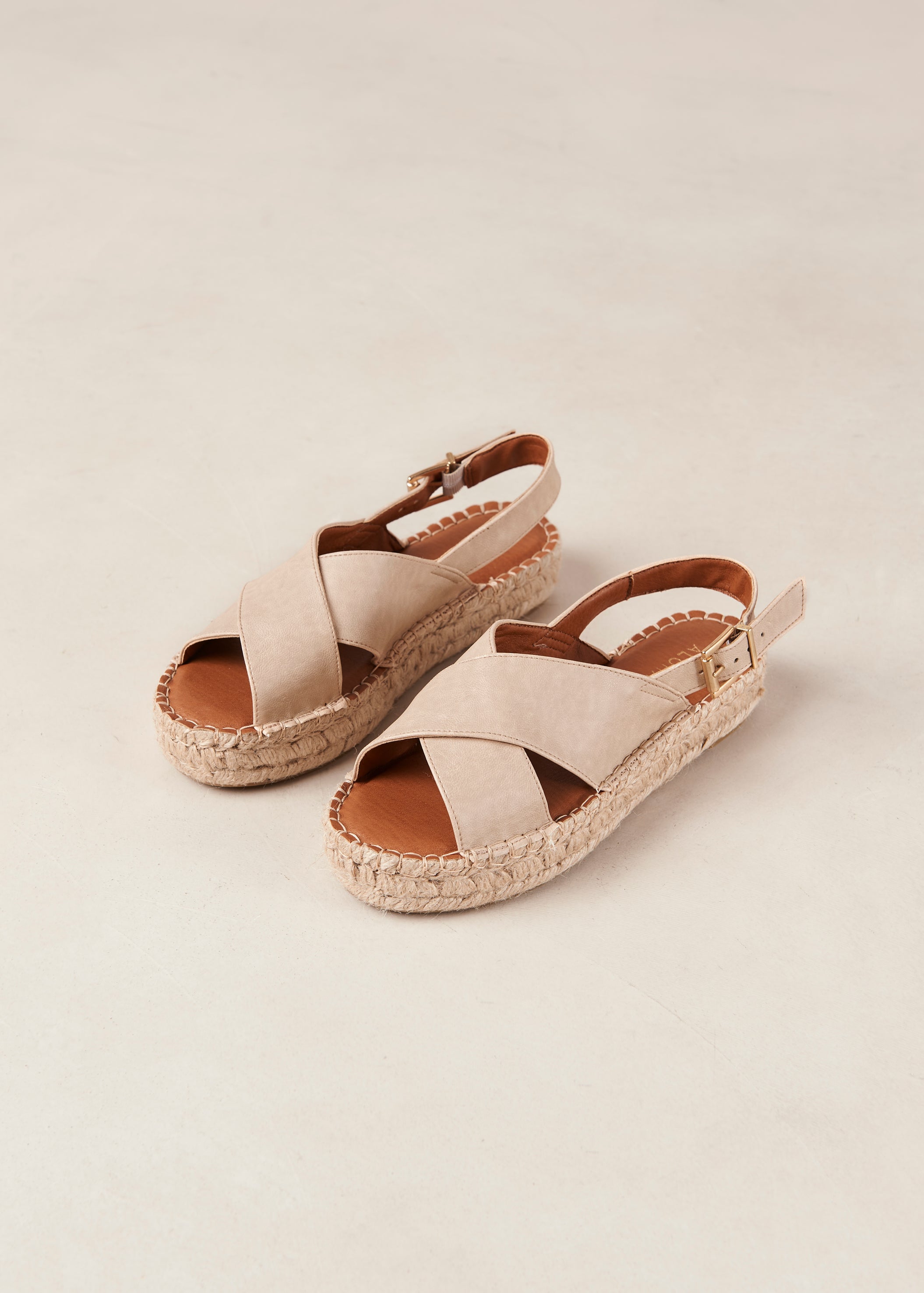 Crossed Corn Cream Vegan Leather Espadrilles