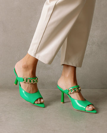 Brushed Degradé - Green and Yellow Leather Sandals | ALOHAS