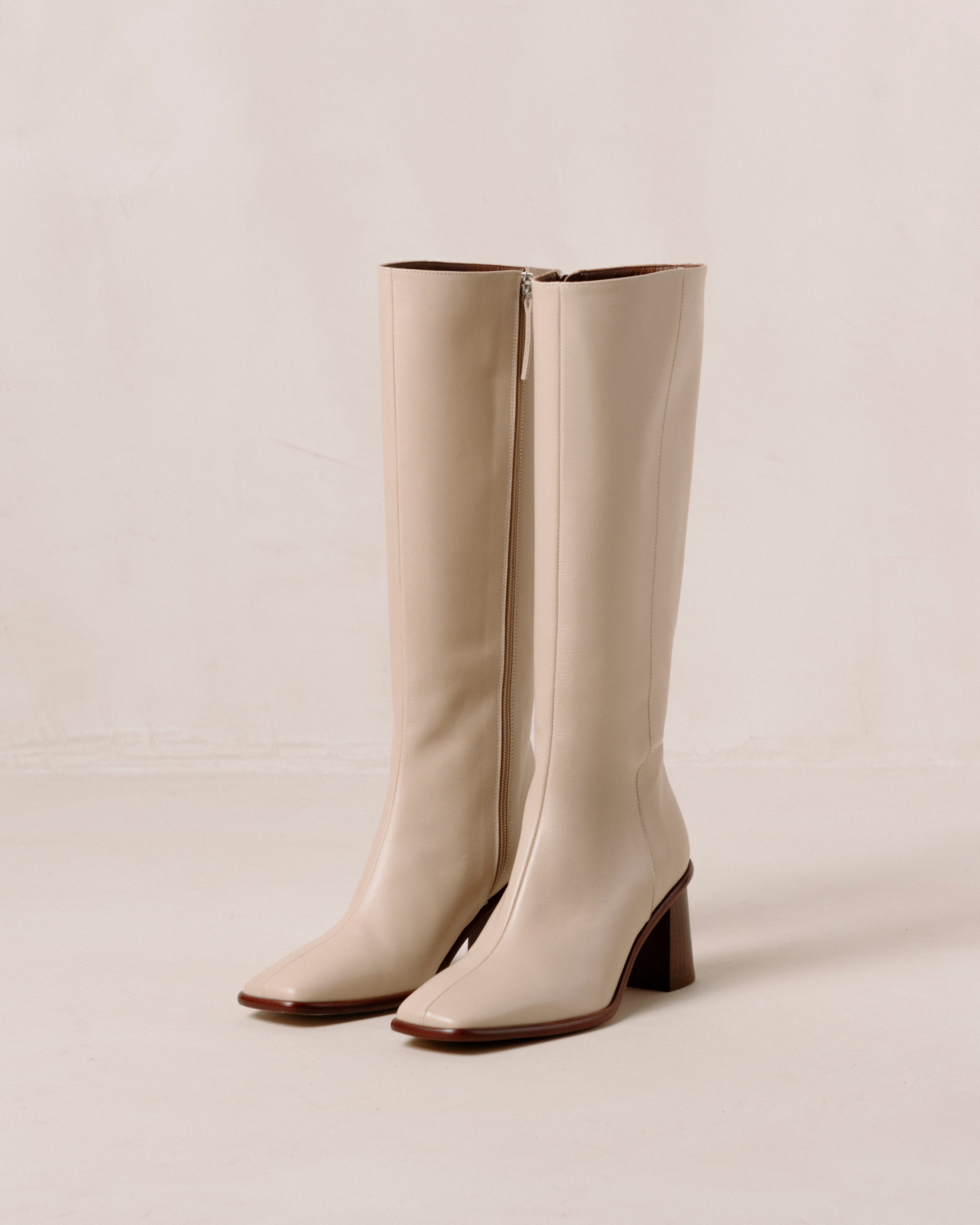 East Stone Beige Leather Boots