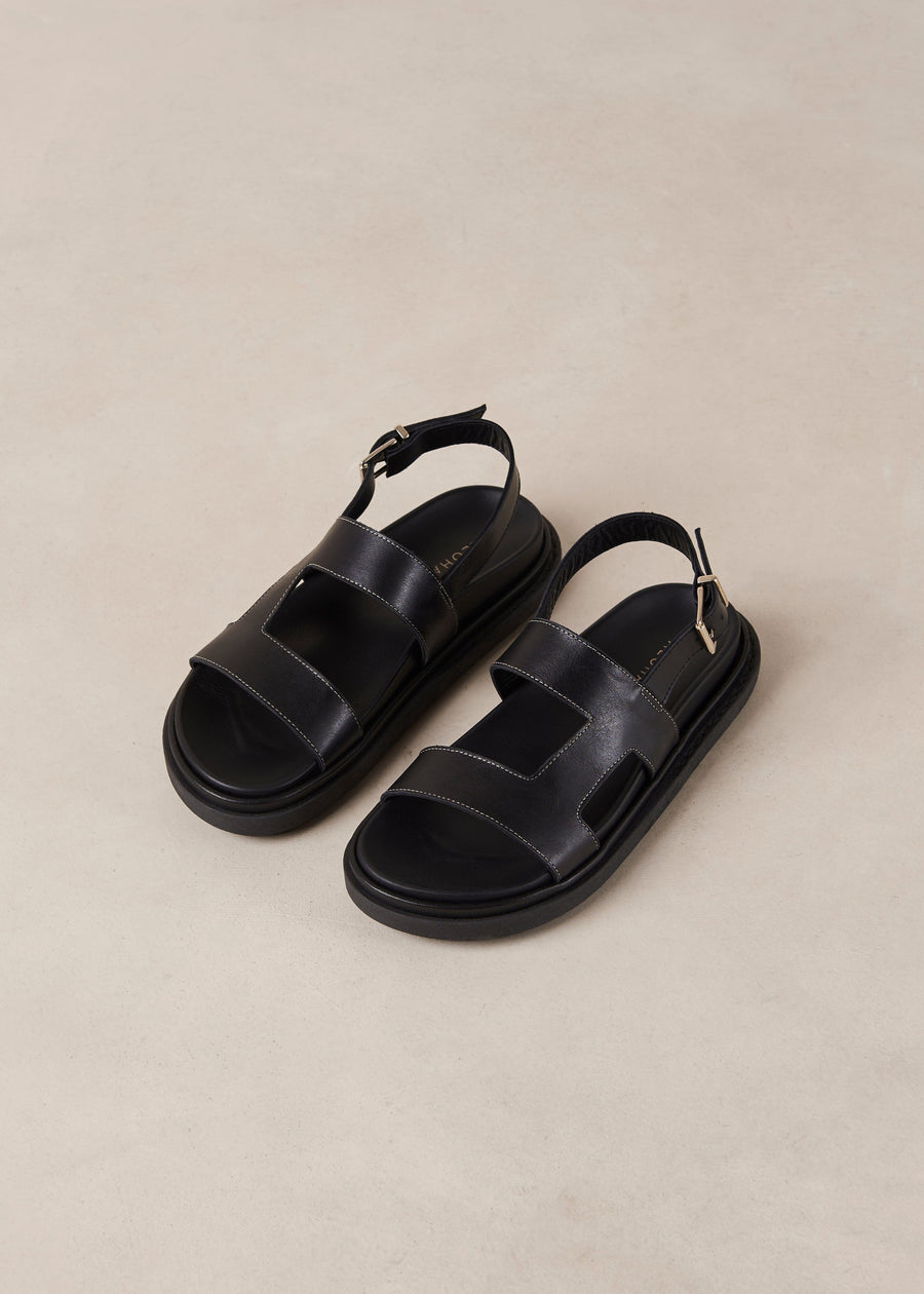 Lorelei Black Leather Sandals Sandals ALOHAS