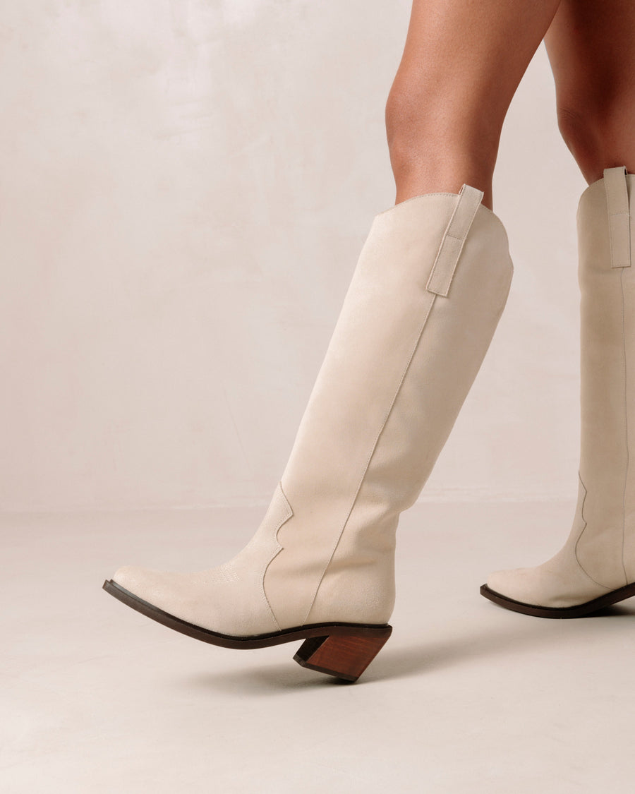 Mount Suede Cream Leather Boots Boots ALOHAS