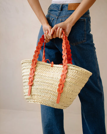 Palmita / Straw Tote with Leather Handles