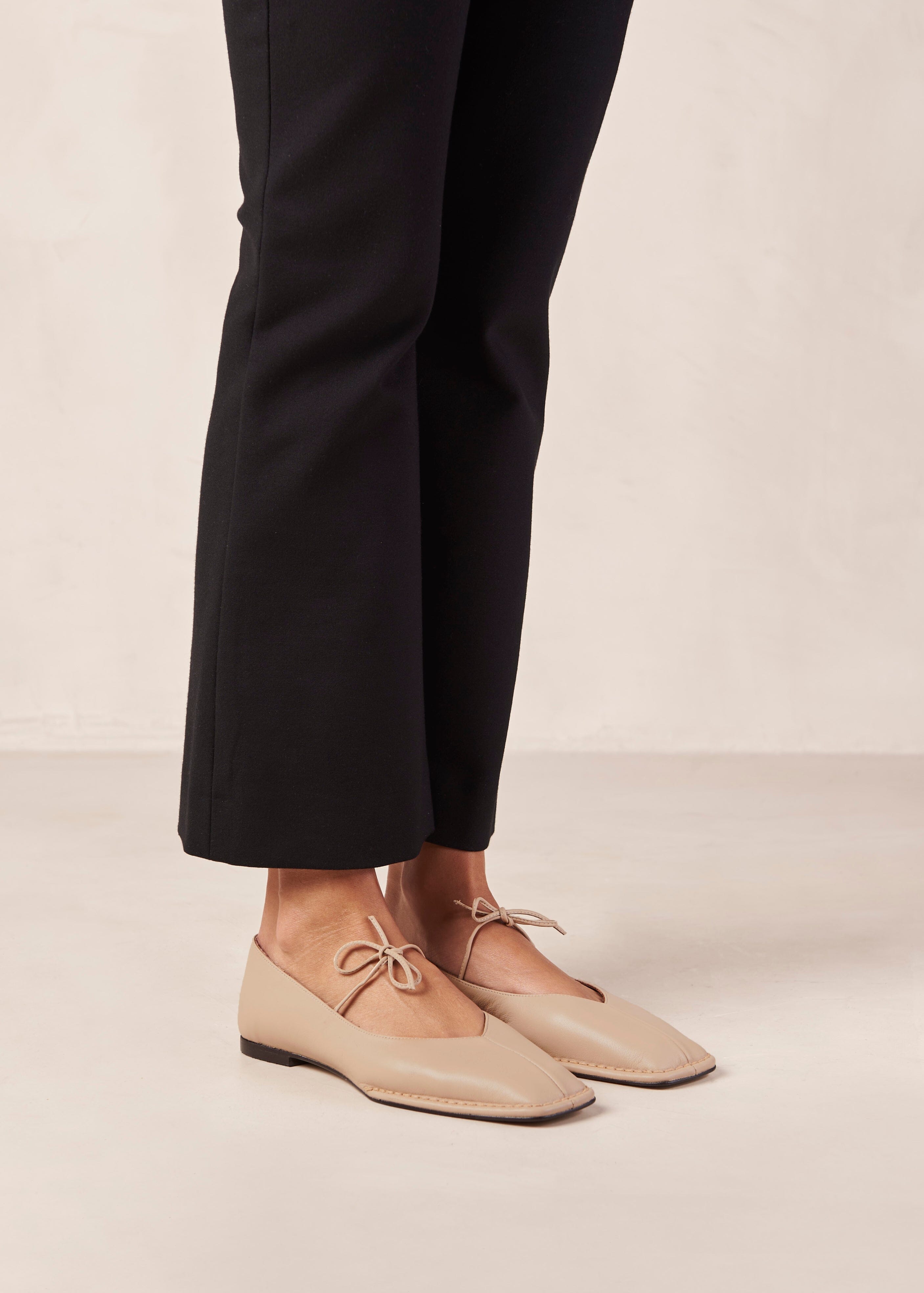 Sway  Stone Beige Leather Ballet Flats