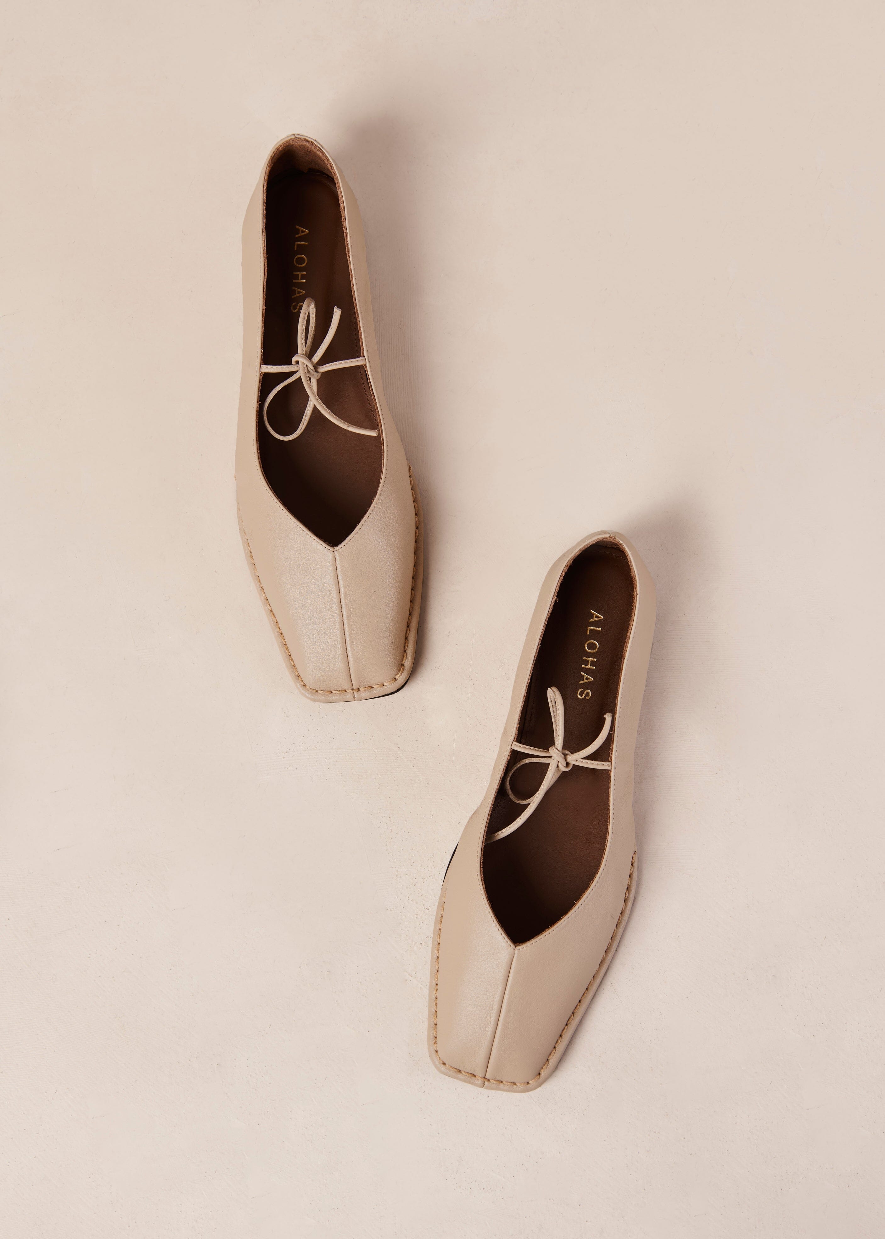 Sway  Stone Beige Leather Ballet Flats