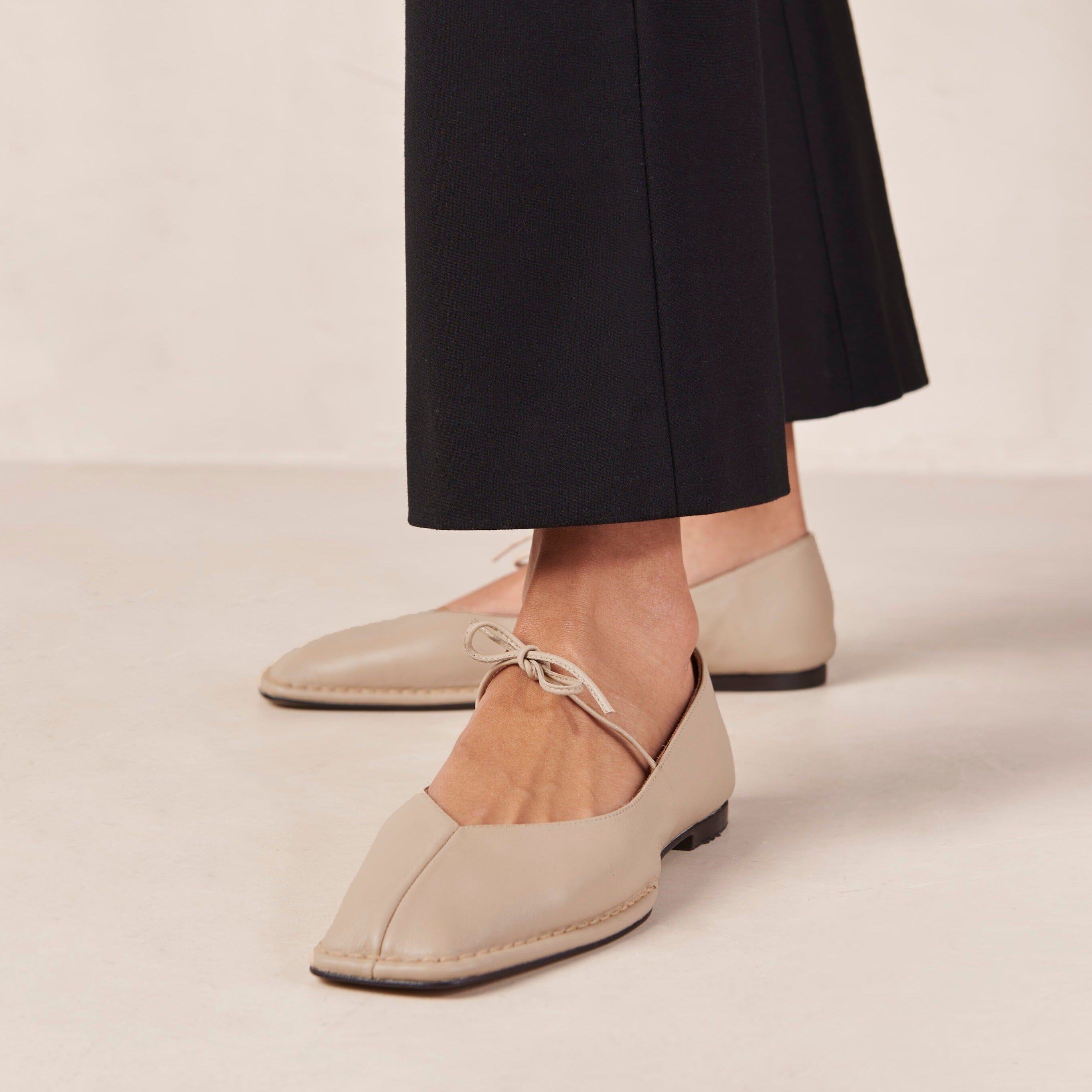 Sway  Stone Beige Leather Ballet Flats