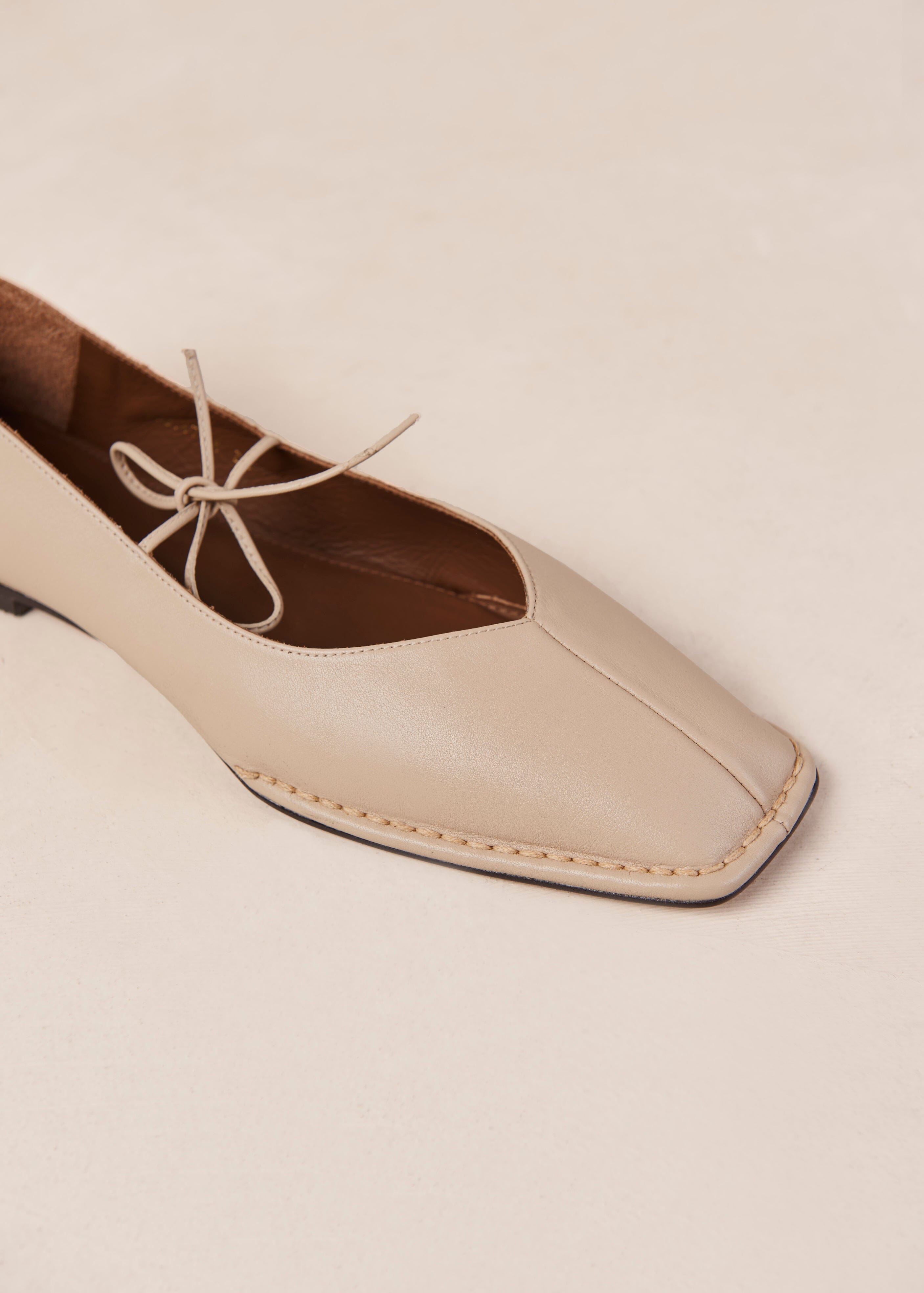 Sway  Stone Beige Leather Ballet Flats