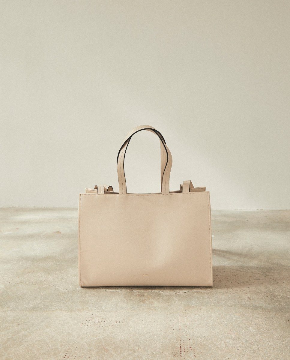 The Z Cream Leather Tote Bag