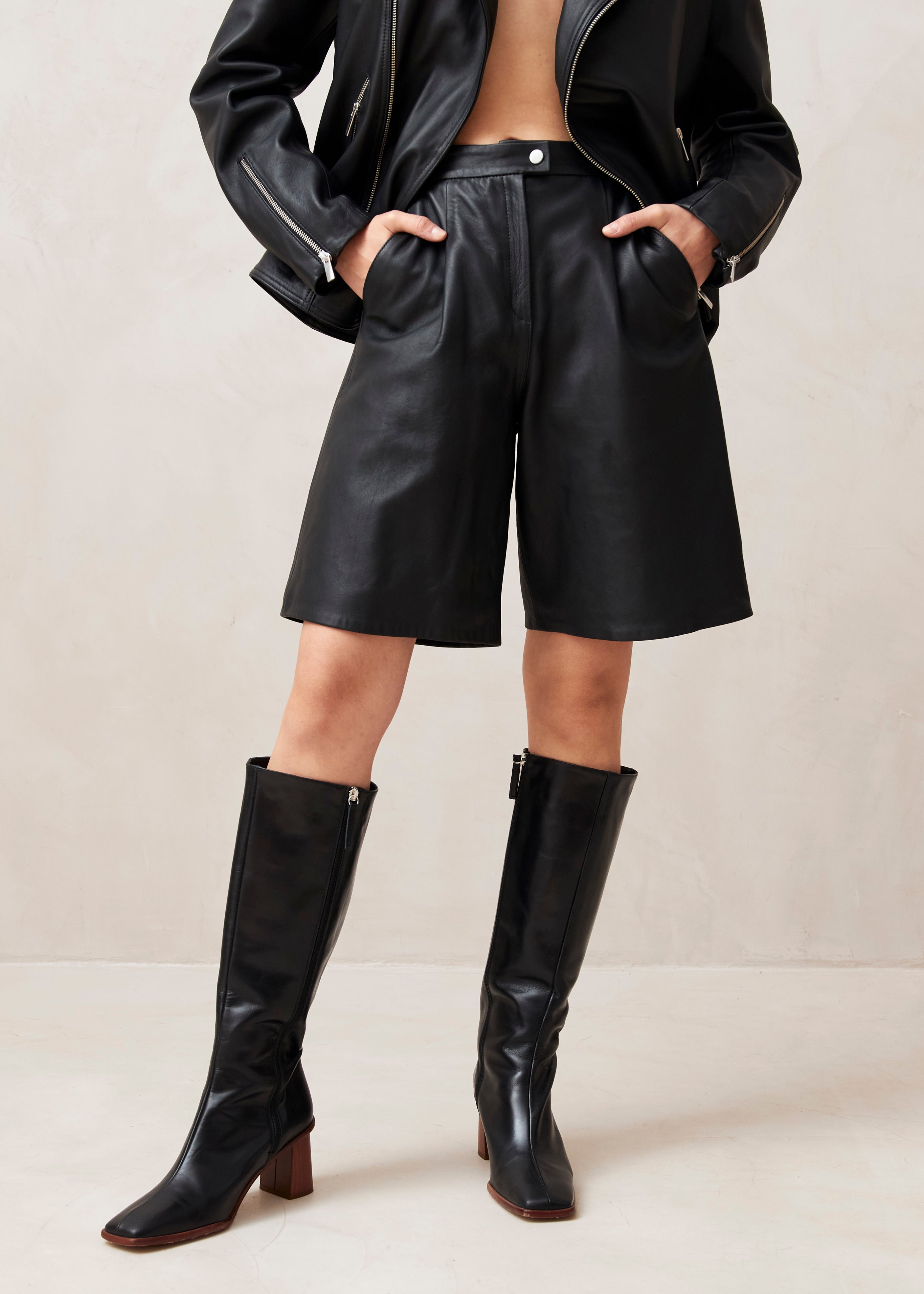 Toulouse Black Leather Shorts